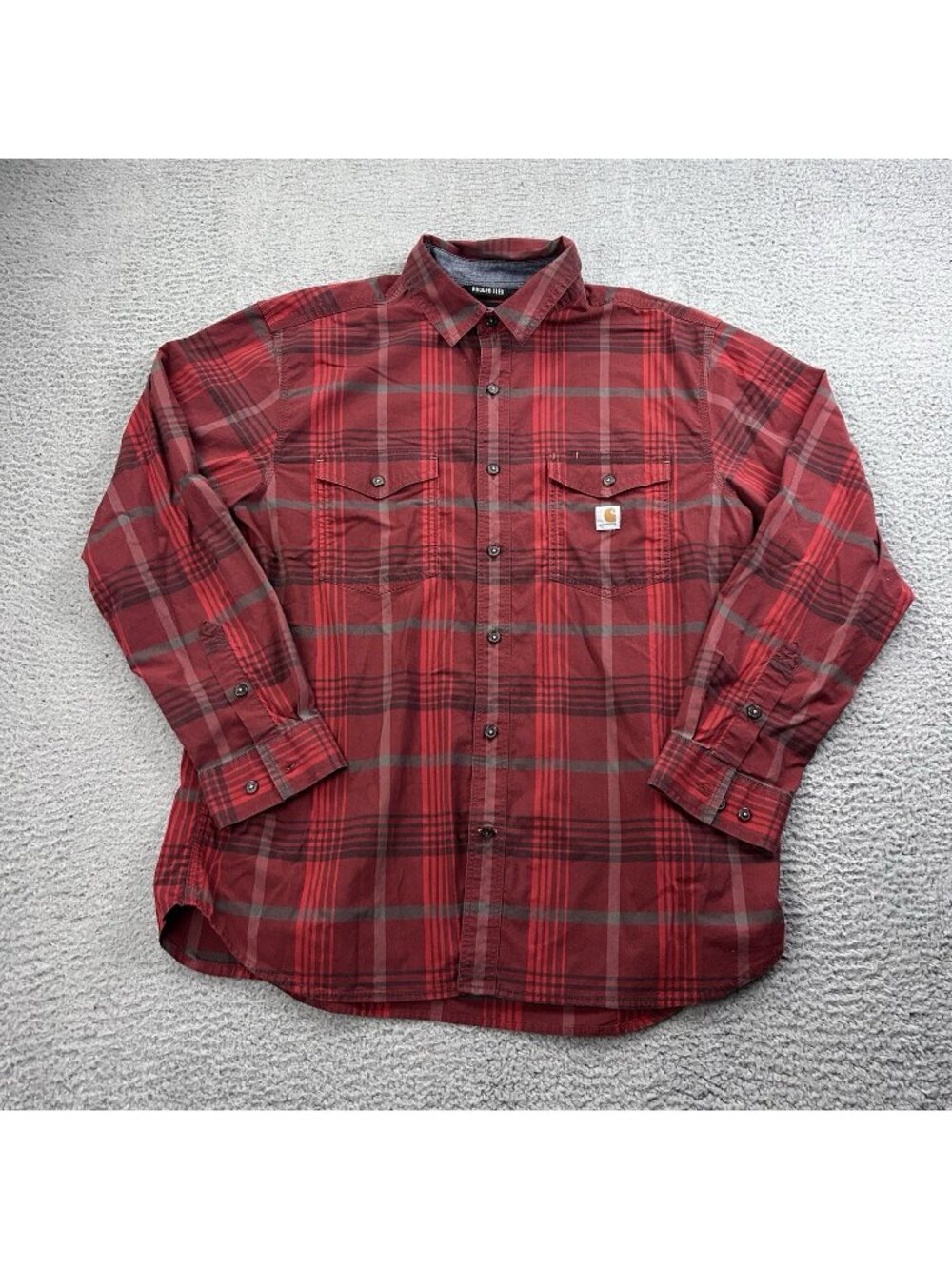 Carhartt Rugged Flex Relaxed Fit Long-Sleeve Plaid Button Up Workwear Shirt XL